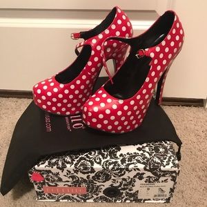 Red and white polka dot heels. Barely used